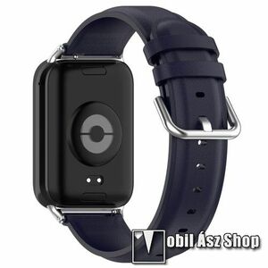 Xiaomi Smart Band 9 Pro, 8 Pro, Redmi Watch 4, Okosóra szíj, Valódi bőr, 80+130mm hosszú, Sötétkék kép