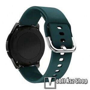 Okosóra szíj - ZÖLD - szilikon - 85mm + 125mm hosszú, 20mm széles - SAMSUNG Watch4 40mm / 42mm / 44mm / 46mm / Watch5 40mm / 44mm/ Pro / Active2 40mm / 44mm / Amazfit GTS 4 / HUAWEI Watch GT 3 42mm / Venu Sq2 40mm kép