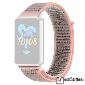 Honor Band 9, Okosóra szíj, Szövet, Légáteresztő, Tépőzáras, 220mm hosszú, Rózsaszín kép
