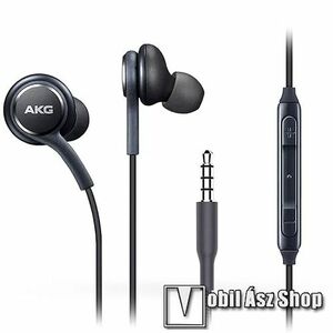 SAMSUNG AKG sztereo headset, 3.5mm jack, Mikrofon, Felvevő gomb, 32 Ohm, Hangerőszabályzó, 1.2m hosszú szövettel bevont kábel, Fekete kép