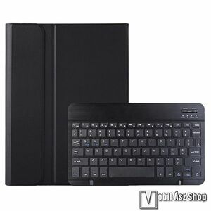 Honor Pad X8a, X8b, Tablet tok, Notesz, Asztali tartó, Oldalra nyíló, Mágneses, Gumis ceruzatartó, Kivehető bluetooth billentyűzet ANGOL KIOSZTÁSÚ, Szilikon belső, Fekete kép