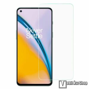 OnePlus Nord 2 5G, Előlapvédő karcálló edzett üveg, Üvegfólia, 0, 3 mm vékony, 9H, Arc Edge, A képernyő sík részét védi, 1db, Átlátszó kép