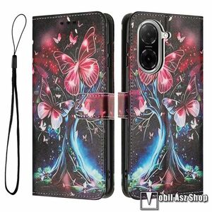 Xiaomi Redmi A5 4G, Poco C71 4G, Telefontok, Notesz, Asztali tartó, Oldalra nyíló, Mágneses, Bankkártyatartó, Csuklópánt, PU bőr, Szilikon, Pillangó minta kép