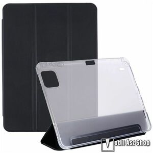 Xiaomi Pad 8, 8, Pro, Poco Pad X1, 7, 7 Pro, Tablet tok, Mappa, Oldalra nyíló, Trifold asztali tartó, Ceruzatartó, Szilikon belső, PU bőr, Fekete kép