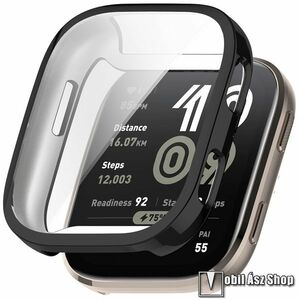 Xiaomi Amazfit Bip 6, Okosóra szilikon védőtok, Keret, Szilikon előlapvédő is, Galvanizált, Fekete kép