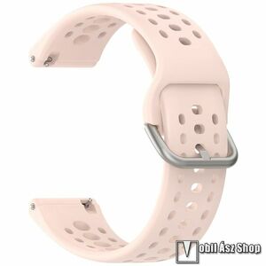 Okosóra szíj, Szilikon, Légáteresztő, Csat, Rózsaszín, 22mm széles, 92+117mm hosszú, Xiaomi Amazfit Bip 6, GTR 4 46mm, Zepp Z, Watch S1 Pro, Garmin Forerunner 255 (46mm), Forerunner 265, Venu 3 45mm, Huawei Watch Ultimate kép