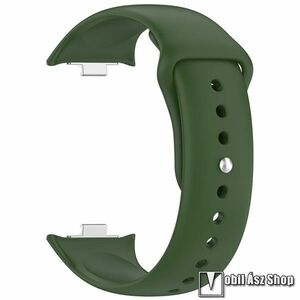 Xiaomi Smart Band 9 Pro, 8 Pro, Redmi Watch 6, 5, 4, Okosóra szíj, Szilikon, Gyorscsat, 98+120mm hosszú, Sötétzöld kép