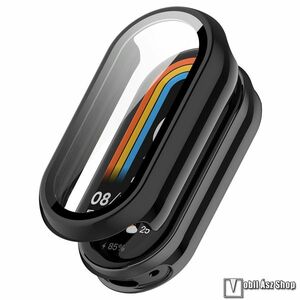 Xiaomi Smart Band 10, 10 NFC, Okosóra műanyag védőtok, Keret, 9H edzett üvegfólia, Fekete kép