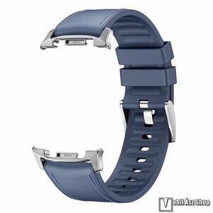Samsung Galaxy Watch8 44mm, 40mm, Watch8 Classic, Okosóra szíj, PU bőr külső és szilikon belső, Csatos, 94+130mm hosszú, Sötétkék kép