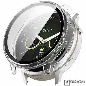 Garmin Venu 4 45mm, Okosóra műanyag védőtok, Keret, 9H edzett üvegfólia, Átlátszó kép