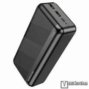 Hoco Borofone power bank, Vésztöltő, 2 x USB-A, 1 x microUSB, 1 x USB-C aljzat, 30000mAh, 10W, LED jelző, BJ27B, Fekete kép