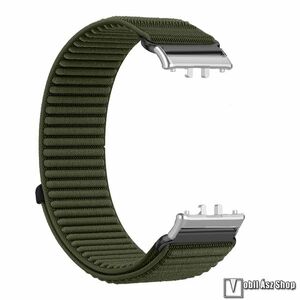 Honor Watch X5, Okosóra szíj, Sztreccses szövet, Tépőzáras, 225mm hosszú, Sötétzöld kép