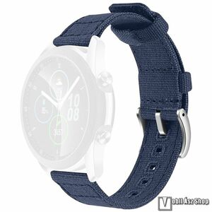 Okosóra szíj, Szövet, Csat, 20mm széles, 75+125mm hosszú, Sötétkék, Samsung Galaxy Watch7 44mm, 40mm, Watch FE, Watch6 Classic 43mm, 47mm, Watch6 40mm, 44mm, Huawei Watch Fit 3, Amazfit GTS 4 kép