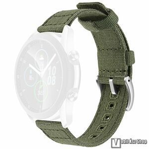 Okosóra szíj, Szövet, Csat, 20mm széles, 75+125mm hosszú, Zöld, Samsung Galaxy Watch7 44mm, 40mm, Watch FE, Watch6 Classic 43mm, 47mm, Watch6 40mm, 44mm, Huawei Watch Fit 3, Amazfit GTS 4 kép