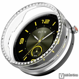 Honor Watch Fit Elegant Edition, Okosóra műanyag védőtok, Keret, Bumper, Strasszkővel díszített, Átlátszó kép