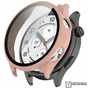 Xiaomi Watch 5, Okosóra műanyag védőtok, Keret, 9H edzett üvegfólia, Rózsaszín kép