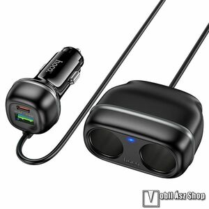 Hoco Z59 Rank autós gyorstöltő, USB-A (QC3.0 18W) + USB-C (PD3.0 30W) + 2db szivargyújtó aljzat (12V/120W, 24V/240W), Fekete kép