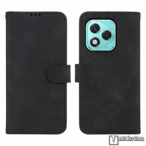 Honor 600 Lite, Telefontok, Notesz, Oldalra nyíló, Asztali tartó, Mágneses zárófül, Bankkártyatartó, PU bőr, TPU, Matt, Fekete kép