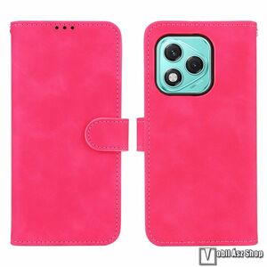 Honor 600 Lite, Telefontok, Notesz, Oldalra nyíló, Asztali tartó, Mágneses zárófül, Bankkártyatartó, PU bőr, TPU, Matt, Magenta kép