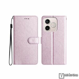Honor 600 Lite, Telefontok, Notesz, Oldalra nyíló, Mágneses zárófül, Kártyazseb, Asztali tartó, PU bőr, Szilikon belső, Csuklópánt, Világoslila kép