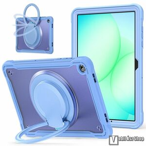 Samsung Galaxy Tab A11 Plus, Tablet tok, Ütésálló, 360 fokban forgatható, Kitámasztható hordozófül, Műanyag, Szilikon keret, Levendula szürke kép