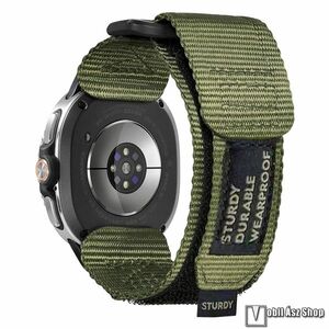 Samsung Galaxy Watch8 44mm, 40mm, Watch8 Classic, Okosóra szíj, Légáteresztő szövet, Tépőzáras, Álltható méret, Sötétzöld kép