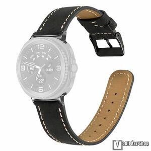 Samsung Galaxy Watch8 44mm, 40mm, Watch8 Classic, Okosóra szíj, Valódi bőr, Csatos, 120+85mm hosszú, Fekete kép