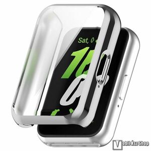 Huawei Band 11, Okosóra szilikon védőtok, Keret, Szilikon előlapvédő is, Galvanizált, Ezüst kép