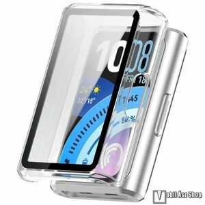 Huawei Band 11 Pro, Okosóra műanyag védőtok, Keret, 9H edzett üvegfólia, Átlátszó kép