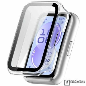 Huawei Band 11, Okosóra műanyag védőtok, Keret, 9H edzett üvegfólia, Átlátszó kép