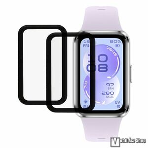 Huawei Band 11, Okosóra Flexible Nano Glass rugalmas edzett üveg, Üvegfólia, 2db, 3D Curved, PMMA, 9H, A teljes kijelzőt védi, Fekete kép