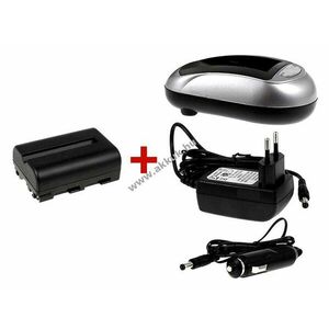 Helyettesítő akku + Akkutöltő Sony típus NP-FM500H szett kép