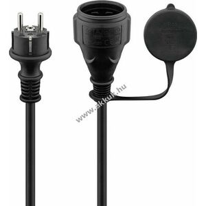 Goobay hálózati kábel kültéri 5m 3x1, 5mm² fekete földelt hibrid dugó Typ E/F -> aljzat Typ F kép
