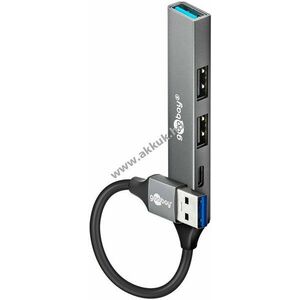 Goobay Slim 4-portos USB-hub 1xUSB-A(USB3.2 5Gbit/s) 1xUSB-C(USB2.0) 2xUSB-A(USB2.0) kép