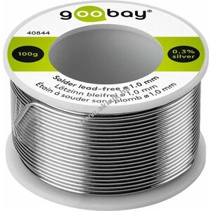 Goobay ólommentes forraszdrót 1, 0mm 100g 0, 3% ezüst 0, 7% réz 99% ón 2, 5% folyósítószer kép