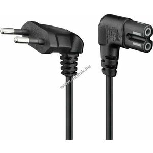 Goobay 90° Euro tápkábel 5m 2x0, 75mm² Eurostecker Typ C CEE 7/16 C7 90° fekete kép