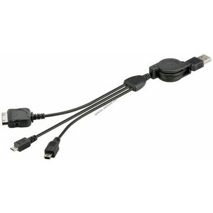 Goobay adatkábel 3 az 1-ben ki és visszahúzható USB->micro USB /mini USB iPhone/iPad/iPod fekete 75c kép