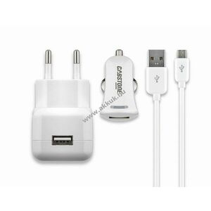 Cabstone+ Micro USB hálózati töltőkészlet fehér 1m 2100mA 2db/csomag - A készlet erejéig kép