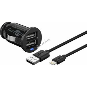 Goobay autós töltőkészlet 12W 2x USB Apple Lightning kábel 1m fekete kép