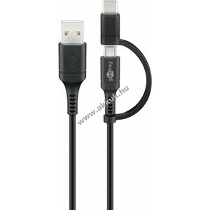 Goobay 2in1 USB-A-Micro-B/USB-C kábel 1m fekete USB 2.0 480Mbit/s 0, 5A 2, 5W kép