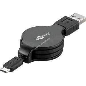 Goobay kihúzható Micro USB töltő- és szinkronkábel 1m USB A 2.0 Hi-Speed fekete - A készlet erejéig kép
