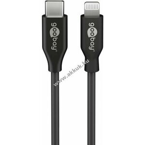 Goobay USB-C Lightning töltő és szinkronkábel 2m fekete 27W 3A MFi Apple iPhone/iPad kép