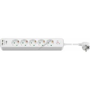 Goobay 5x aljzat kapcsolóval 2 USB töltőporttal 1, 5m kábellel kép