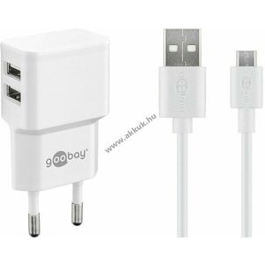 Goobay 12W Micro-USB dual töltőkészlet 2xUSB 1m fehér kép
