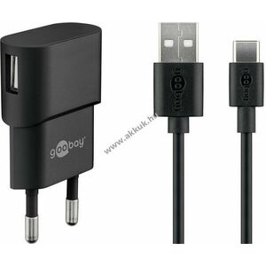 Goobay 5W USB-C töltőkészlet hálózati töltő USB-C kábellel 1m fekete kép