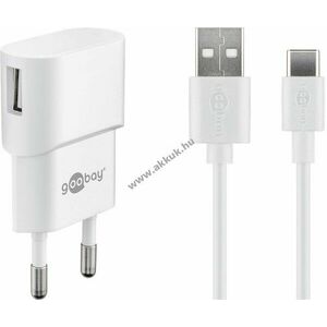 Goobay 5W USB-C hálózati töltő készlet 1m USB-C kábel fehér kép