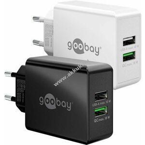 Goobay 28W USB-A duál gyorstöltő fekete 1x USB-A (Quick Charge 3.0) + 1x USB-A hálózati töltő kép