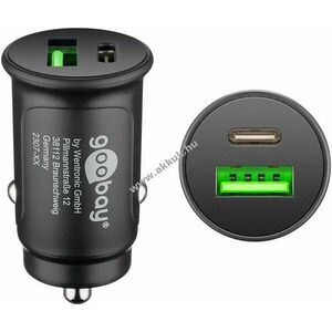 Goobay autós gyorstöltő 30W USB-C PD dupla USB (USB-A+USB-C) 12/24V iPhone 12 kompatibilis kép