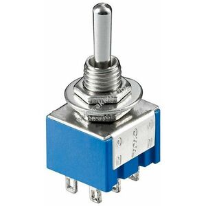 Goobay mini billenőkapcsoló 6 tűs BE - KI - BE 6A/125V 3A/250V kék ház fém kar kép