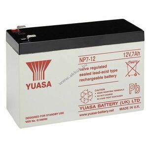 Yuasa NP7-12 12V 7, 0Ah Faston 4, 8mm VdS AGM ólom akku kép